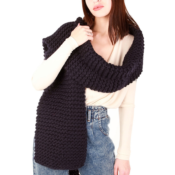 WOOL AND THE GANG BLACK SCARF | WOMENS SIZE 155X32 - Picture 3 of 3